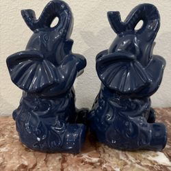 2pcs Blue Elephant Statue 