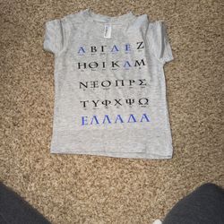 STRANGEL Sz 5-6 Unisex T Shirt SS gray Greece Greek Alphabet