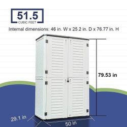 Kinying Outdoor Storage Cabinet, Vertical Storage Shed Perfect to Store Patio Furniture, Garden Tools Accessories,Bike,Beach Chairs and Lawn Mower,