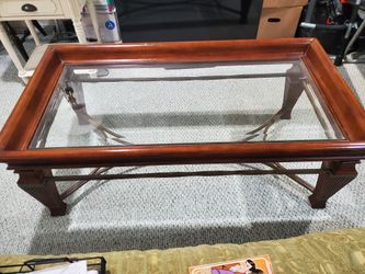 Beautiful Wooden And Glass Coffee Table