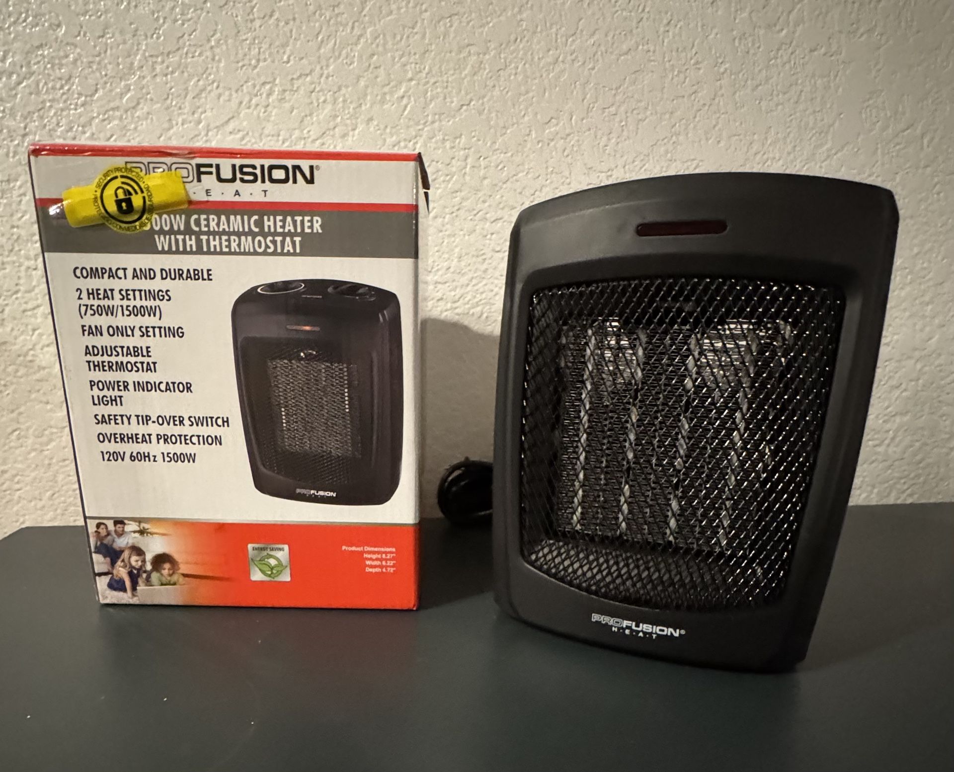 BOFUSION CERAMIC HEATER WITH THERMOSTAT