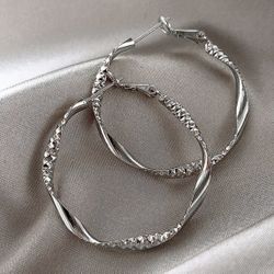 New Silver Hoop Earrings For $5