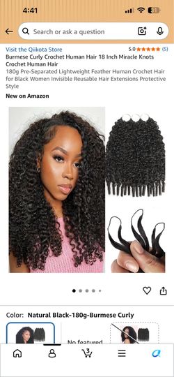 18” Burmese Curly Crochet Human Hair