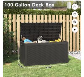 Bifanuo 100 Gallon Resin Deck Box, Lockable Outdoor Storage Container, Waterproof for Patio Cushions