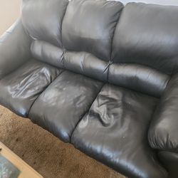 Black Leather Sofa. Three Seat