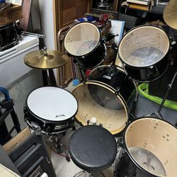 5pcs Drum Set Complete For Adult And Beginner In Great Condition 