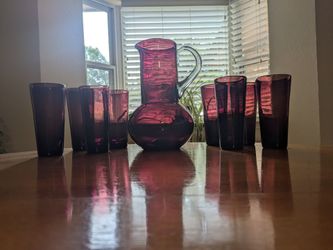 Amethyst Pitcher & Glassas