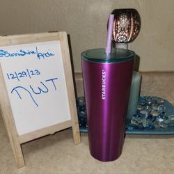 Starbucks Venti 2022 Valentine's Purple 24OZ Stainless Steel Tumbler Fluted, NWT