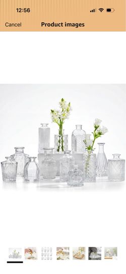 12pcs Bud Vases for Centerpieces, Clear Glass Vase Decorations Small Vintage Vases for Centerpieces, Decorative Flower Vases for Wedding Home Table De