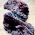 NEW - Adrienne Landau Merlot Purple Genuine Fox Fur Pull-Through Scarf Wool  Wrap 