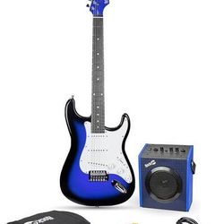 Rockjam - Full Size Electric Guitar Kit - Blueburst - Blue