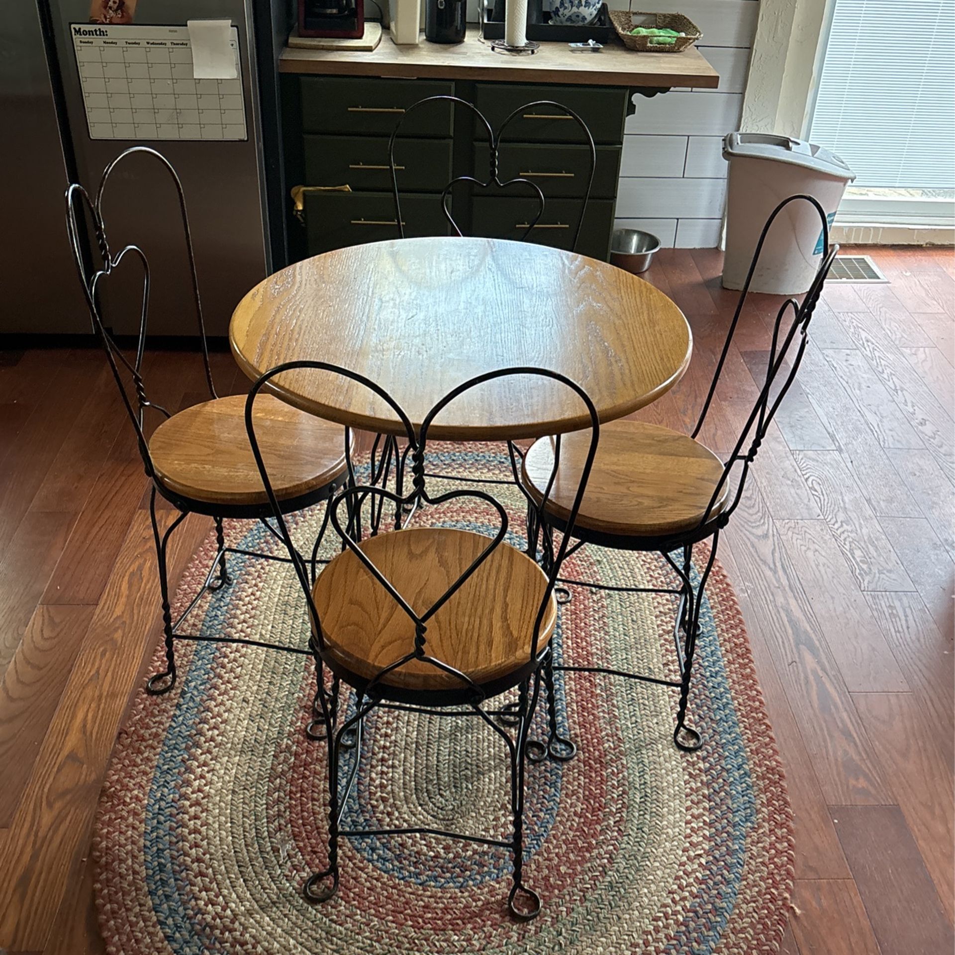 Oak Wrought Iron Table And Chairs