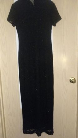 Black Petite Long Lace Evening Dress Sz8