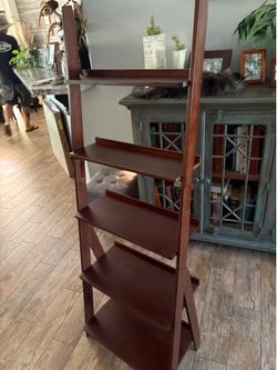 5tier bamboo wood ladder book/organizer shelf