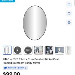 Brand New ITB Allen + Roth Oval Mirror Brushed Nickel