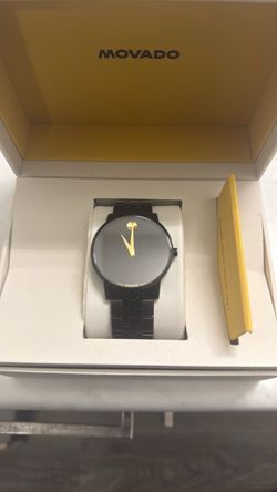 Movado Black Watch with Gold Hands