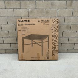 NEW StyleWell 42” Mix & Match Lattice White Square Metal Outdoor Patio Dining Table w/Slat Top