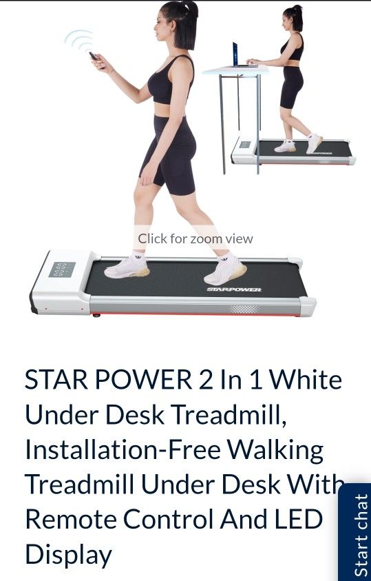 STAR POWER 2 In 1 White Under Desk Treadmill,Missing remote