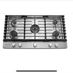 New Kitchen Aid 36” Gas Cooktop 5 Burner Stainless Steel 