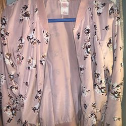 Womens Pink Floral Jacket size XL 