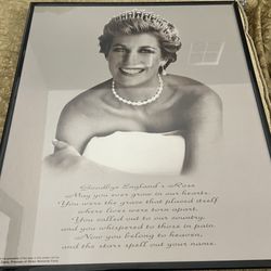 Vintage 1997 Diana Princess of Wales Memorial Fund Official Poster Framed Glass