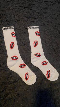 White chrome heart socks
