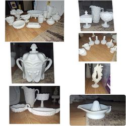 Very Large Collection Of Milk Glass