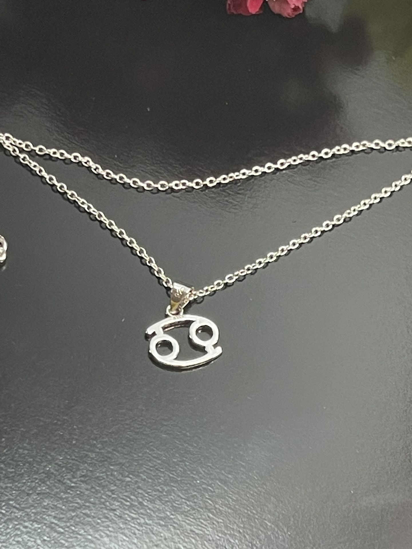 Sterling silver 925 stamped zodiac cancer necklace 