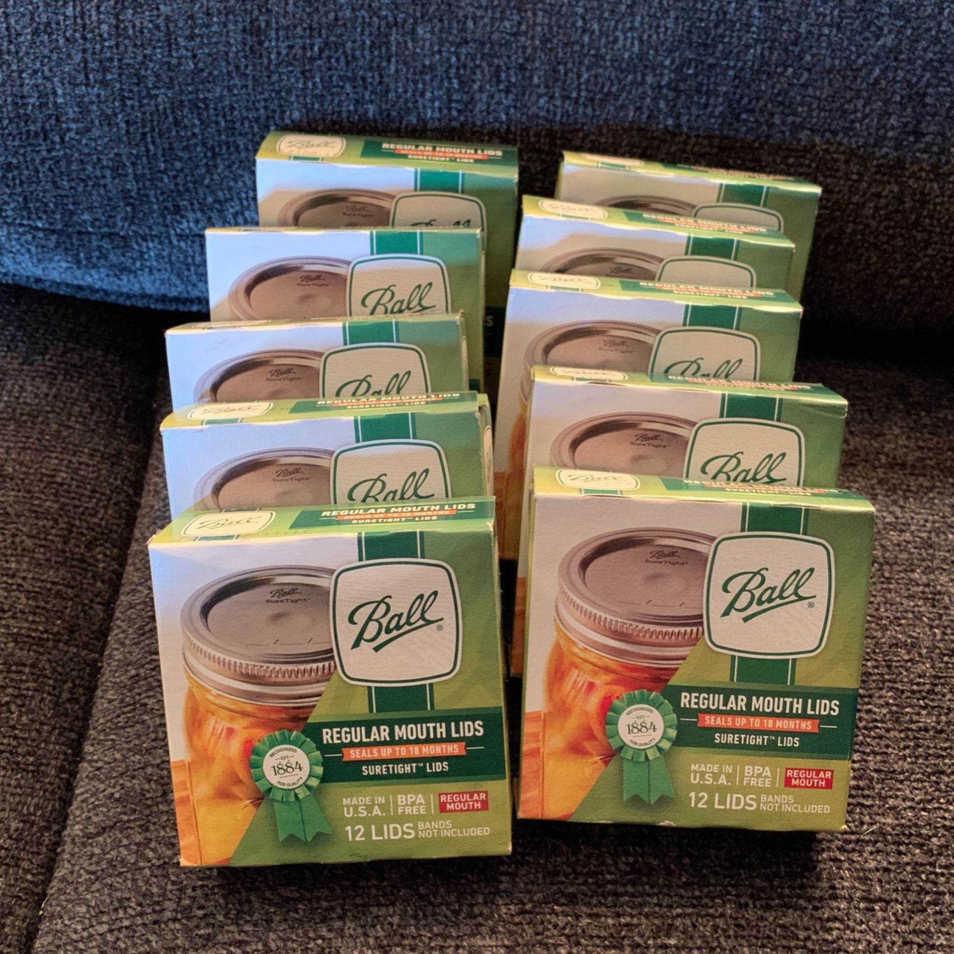 10 Boxes (12 Per Box) of BALL Regular Canning Lids  NEW Unopened 