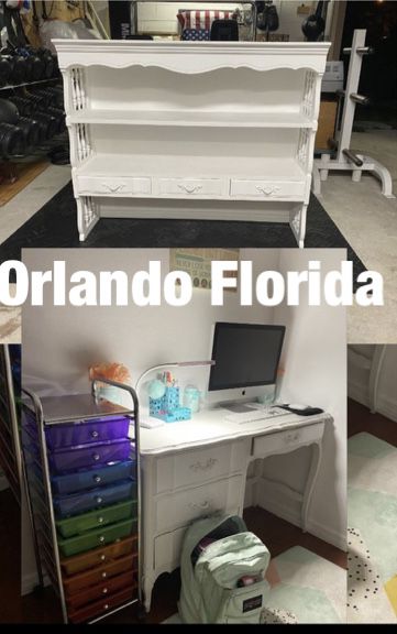 White real wood desk with hutch in Orlando Florida