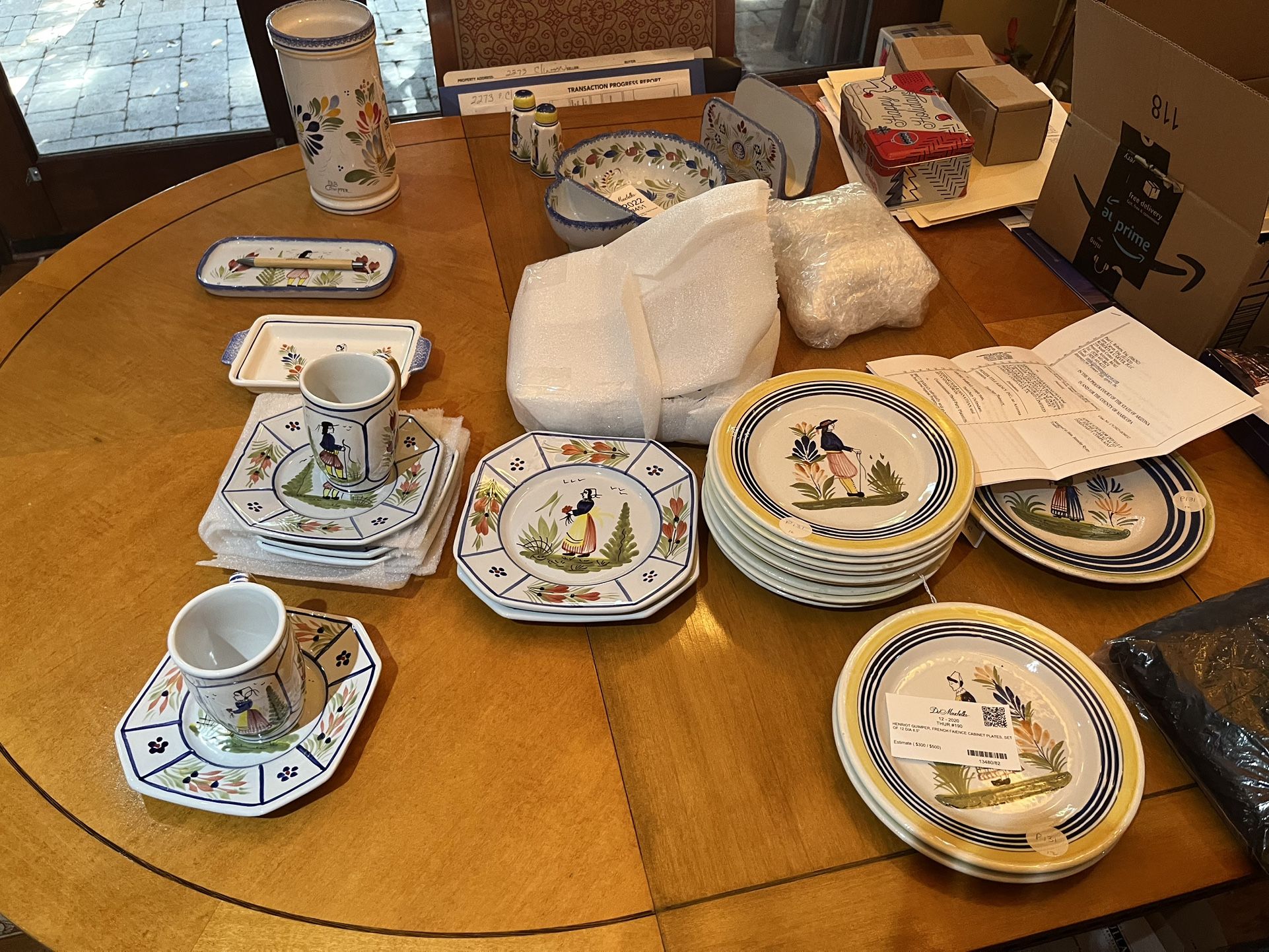 Herriot Quimper French Faience Cabinet Plate Set