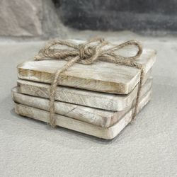 NEW Rustic Accents Wood Coaster Set