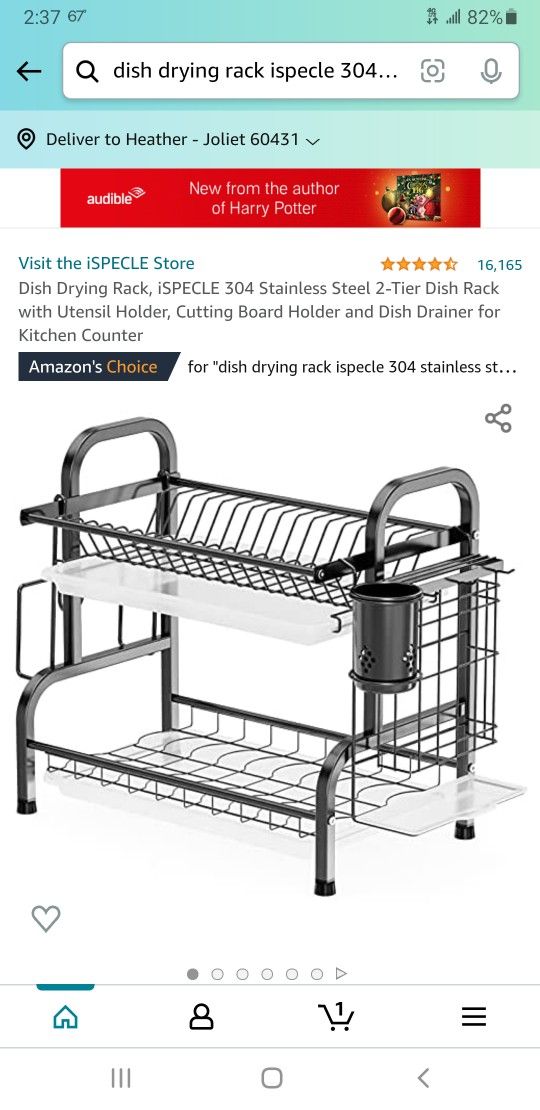 New In Box Dish Drying Rack Ispecle 304 Stainless Steel 2 Tier With Untenable Holder And Cutting Board Holder