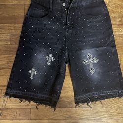 Rhinestone denim jorts