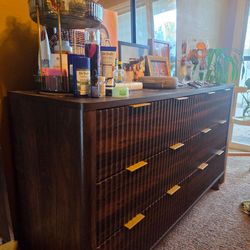 Fluted 6 Drawers Dresser, 54" Wide Modern Chest of Drawers