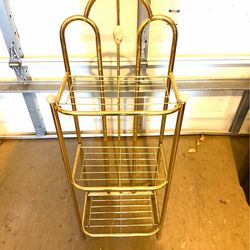 Hollywood Regency brass shelf, great for towels, bath irons, etc.