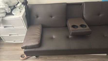 Faux leather sofa bed