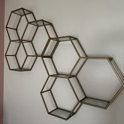 2 Piece Gold Honeycomb Shelf **Like New**
