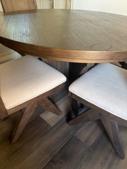 Round breakfast nook Wood Dining Table with Chairs