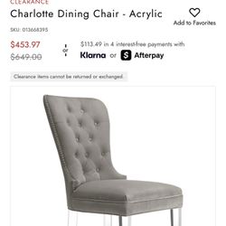 8 ZGallerie Velvet Charlotte Dining Room Chairs