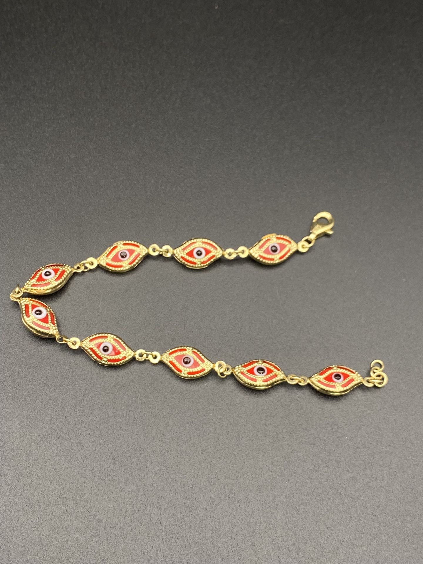 14 K Gold Evil Eye Bracelet 7’