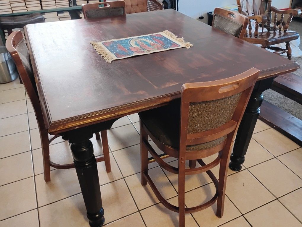 High Top Dining Table with 4 Chairs