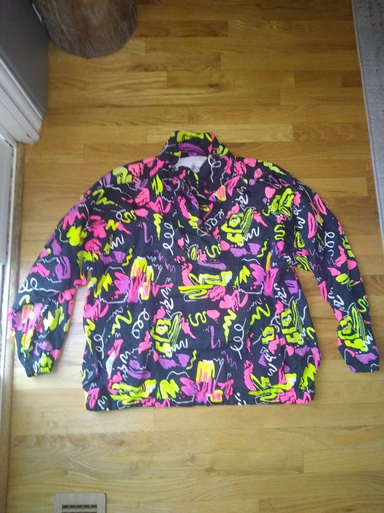 Vintage Brass Plum Ladies Nordstrom Pull Over Windbreaker Size Large