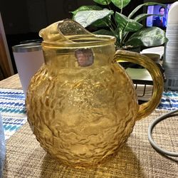 Vintage Anchor Hocking Crinkle Ball Pitcher  3 Quart