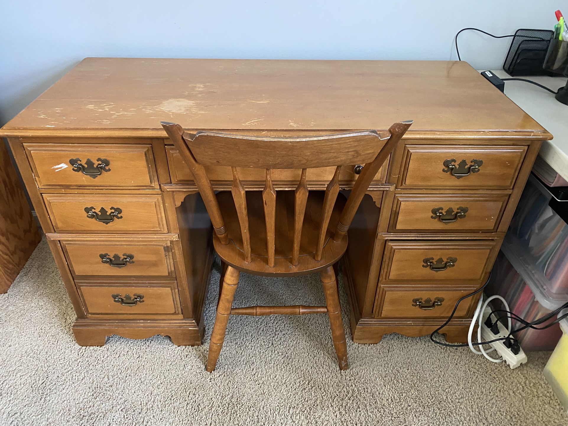 Wooden Desk and Chair