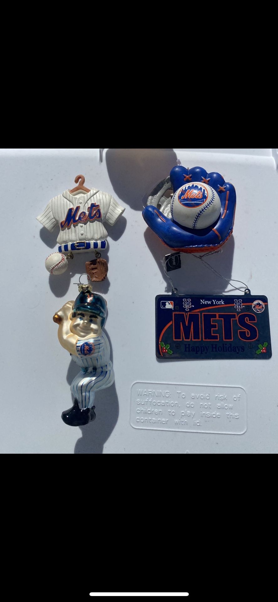 MLB New York Mets Christmas ornament lot baseball glove player sign jersey