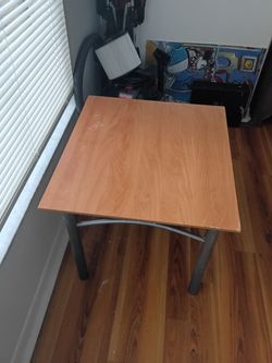 Square Wood Top Table with Metal Legs great for puzzles and board games and play table