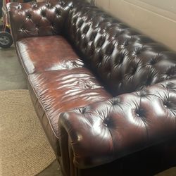 Real Leather Chesterfield Style Sofa