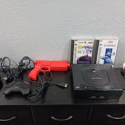 Sega Saturn Console MK-80000 Bundle OEM 3D Analog Control Pad Light Gun Myst CIB