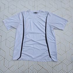 Nike Men's White Gray Dri-Fit Logo Embroidered Jersey Vintage